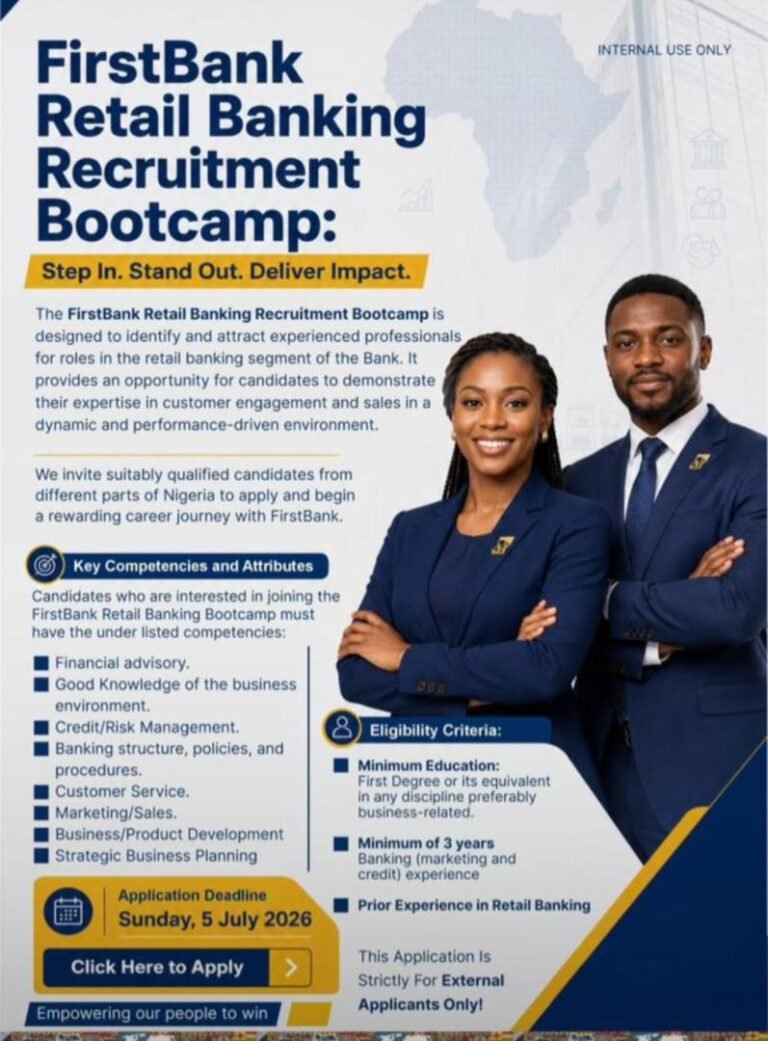 FIRST BANK RECRUITMENT
