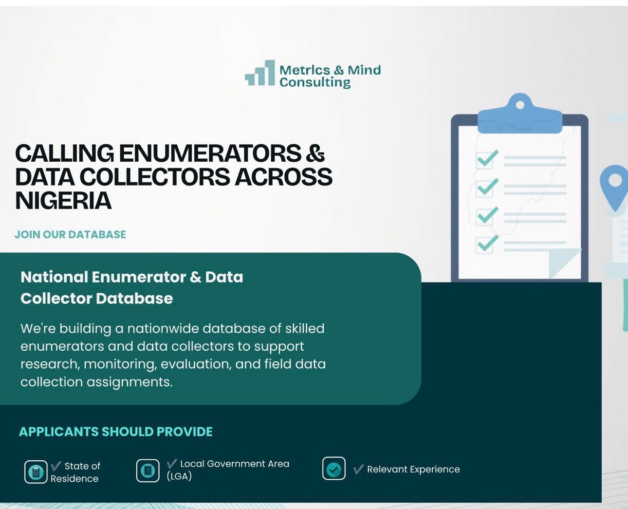 CALL FOR DATA COLLECTORS