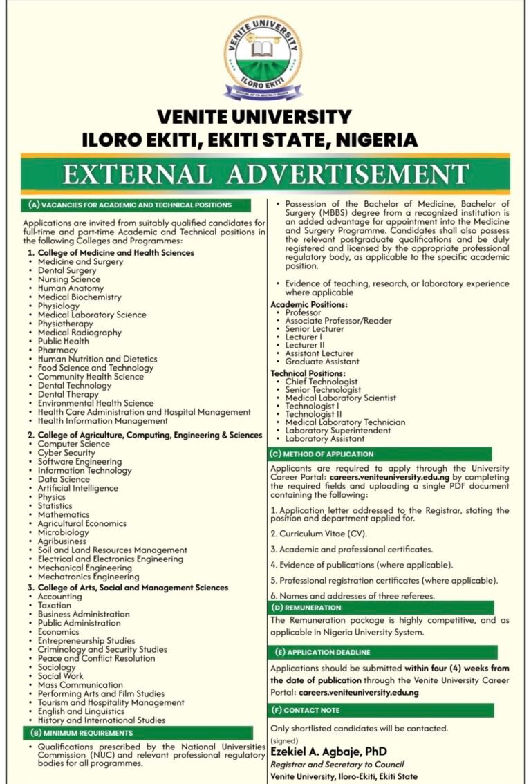 UNIVERSITY JOB ADVERTISEMENT