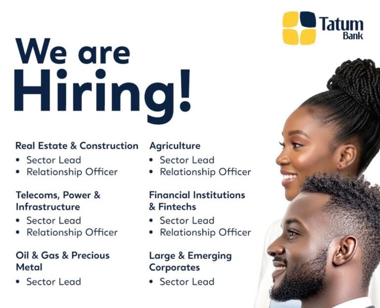 Corporate Banking Jobs at  Tatum Bank