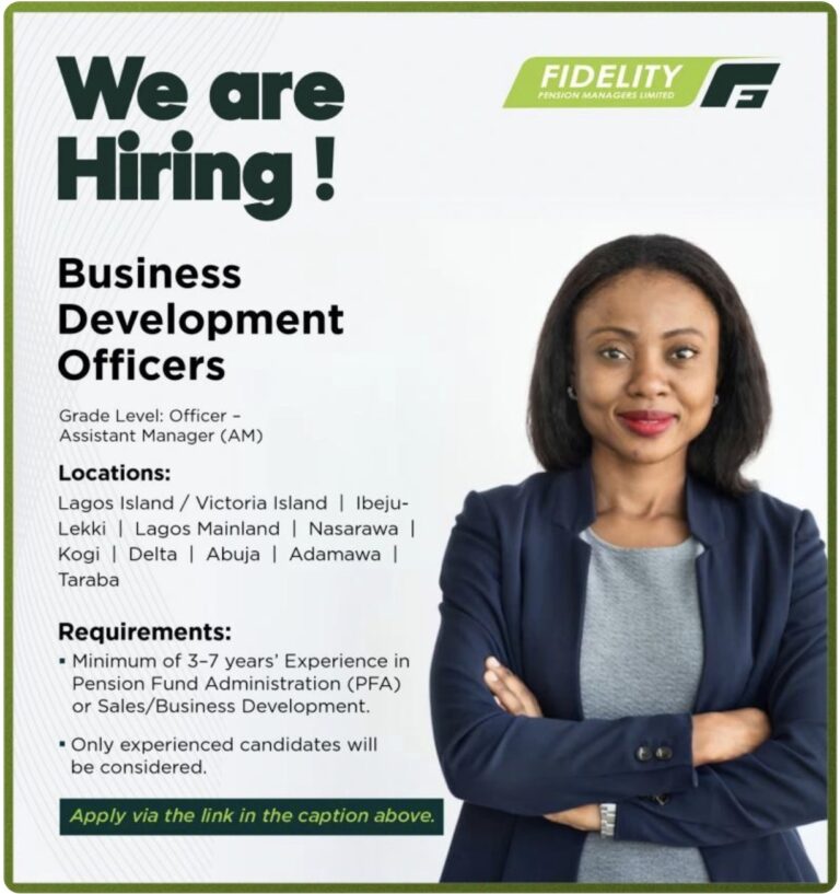 Vacancy with Fidelity Pension Managers Limited