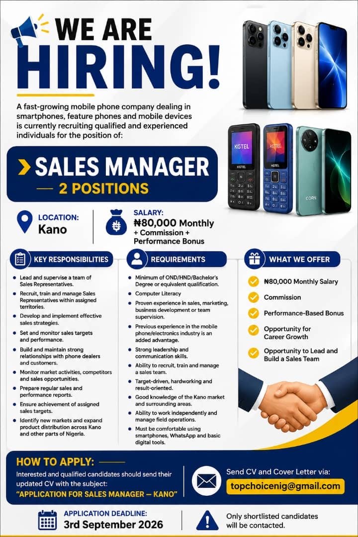 SALES MANAGER JOB