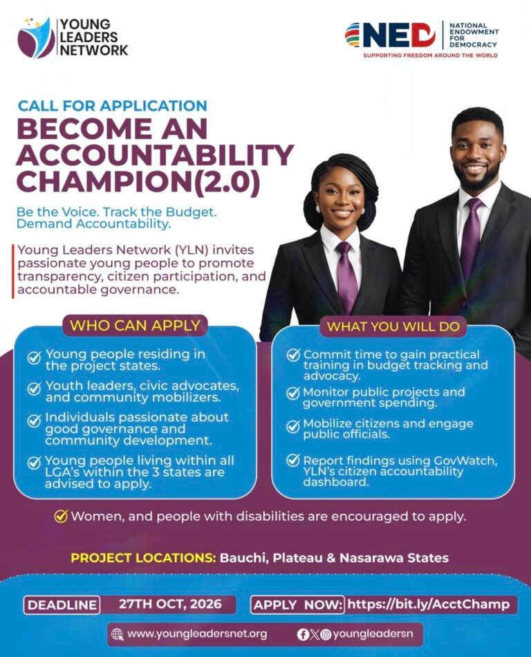 Apply to Citizens Accountability Champions under the Act4Democracy Project.